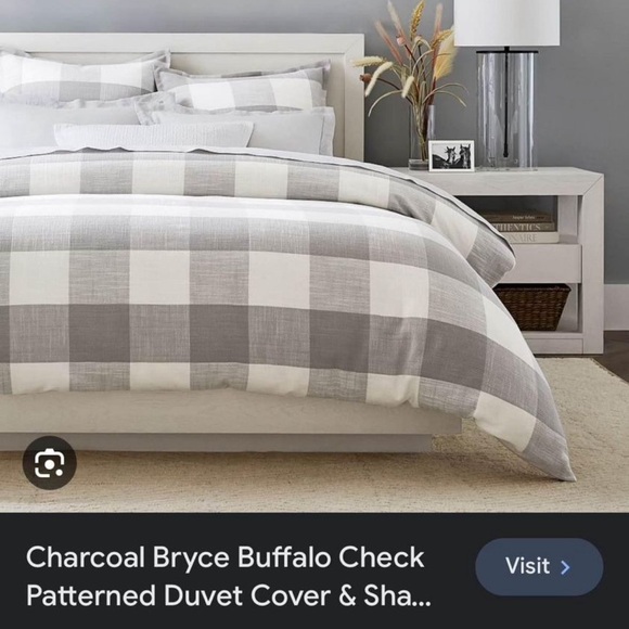 Pottery Barn Bryce king size duvet cover and 3 euro shams in smoke/ivory